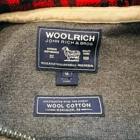 Woolrich Jacket Men's M Flannel Wool Cotton Blend Winter Coat Hoodie - Picture 9 of 16